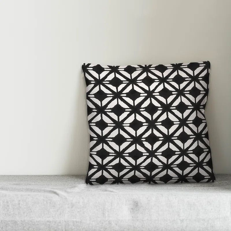 Black and White Geometric Polyester Euro Pillow Cover