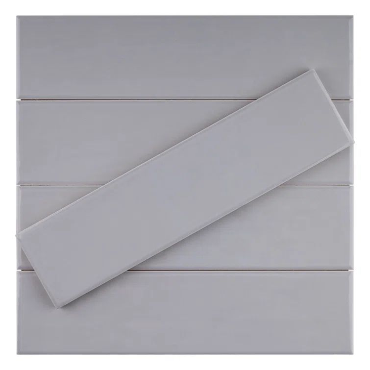 Light Gray Glossy Ceramic Subway Wall Tile 3x12