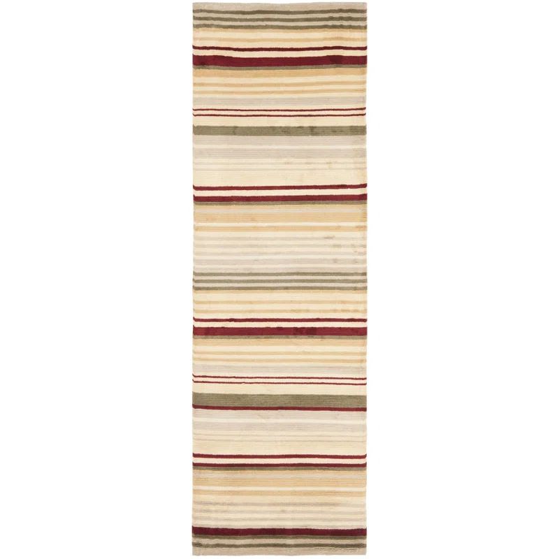 Lexington Hand-Knotted Red Wool Striped Runner Rug