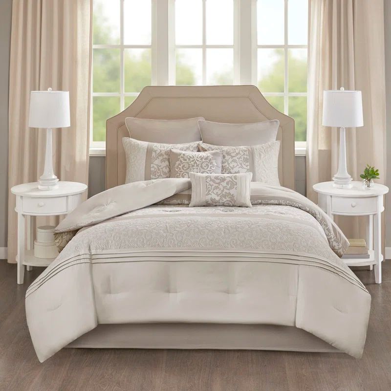 Ramsey Neutral Microfiber California King 8-Piece Comforter Set