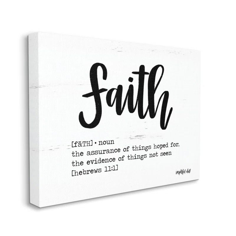 Faith Definition Black and White Religious Canvas Wall Art for Kids