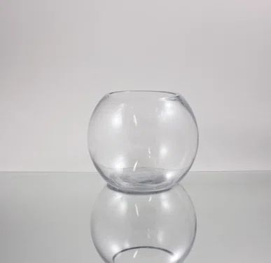 Clear Glass Bubble Bowl Vase, 8" Diameter, 6 Pieces