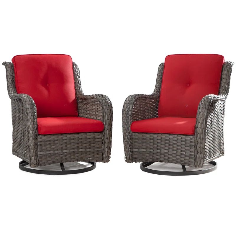 Modern Red Cushioned Steel Rocking Armchair, 2-Pack