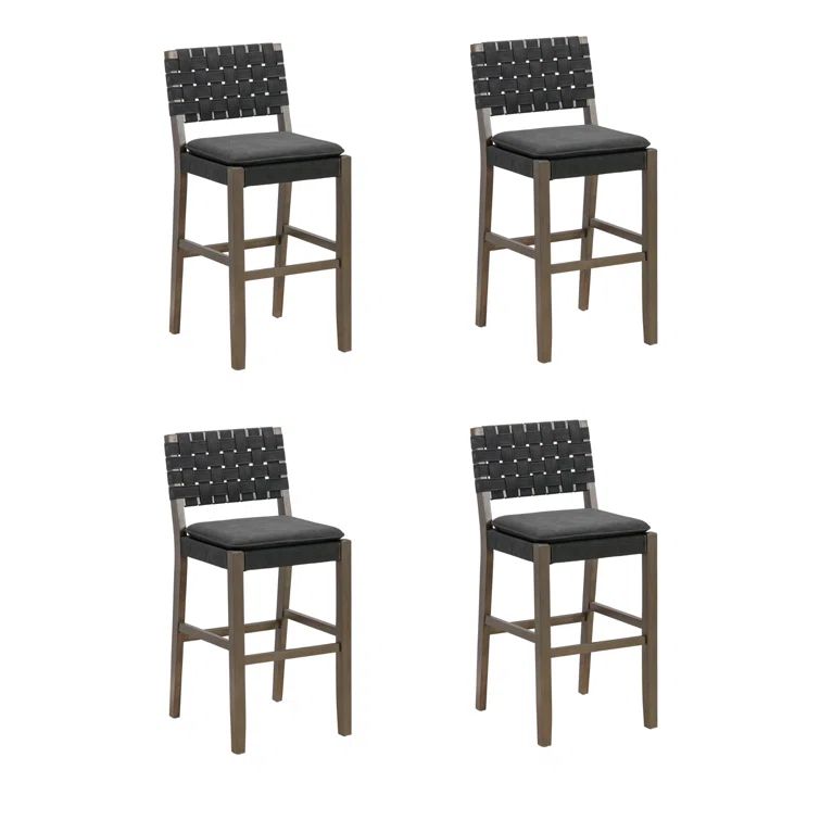 Cohen Black Faux Leather Upholstered Side Chair Set with Wood Legs