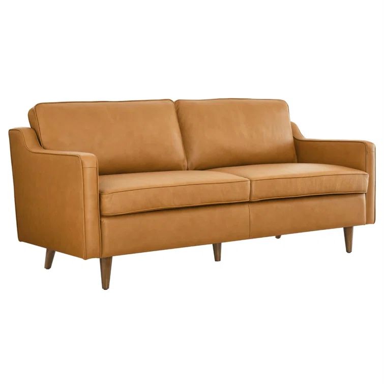 Impart 71'' Tan Genuine Leather Track Arm Sofa