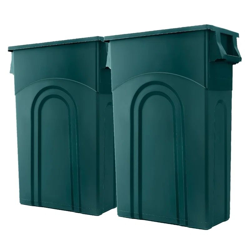 Green 23 Gallon Plastic Rectangular Recycling Containers, 2 Pack