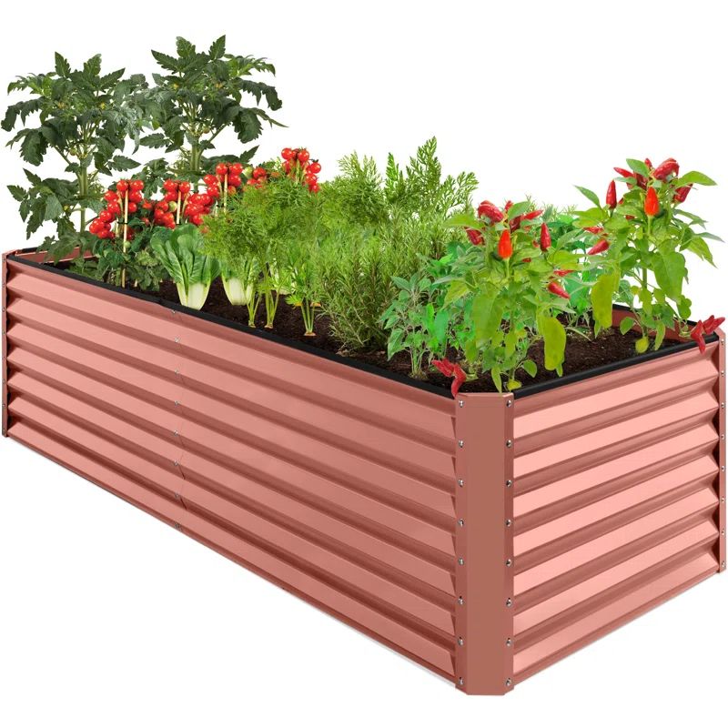 Terracotta 8x4x2ft Outdoor Metal Raised Garden Bed Planter Box