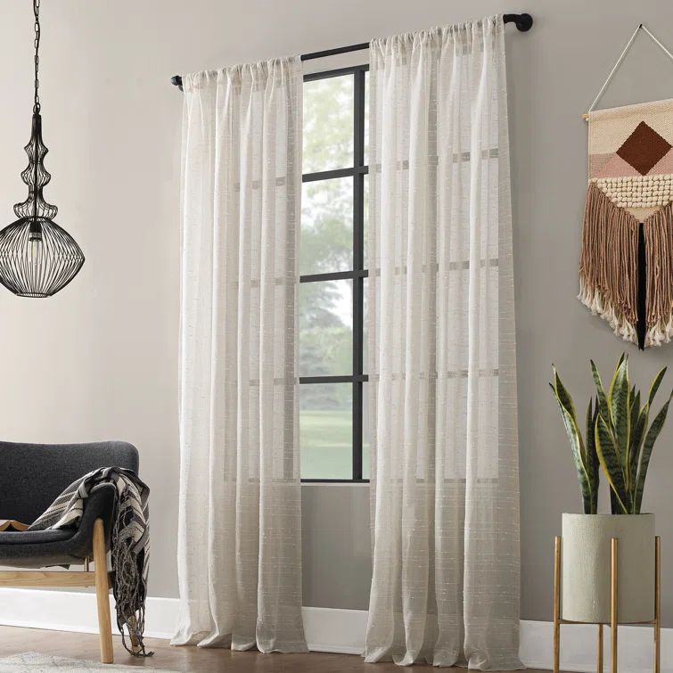 Linen Semi-Sheer Rod Pocket Curtain Panel, 52"W x 95"L