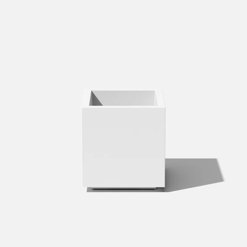 White 18" Square Modern Plastic Planter