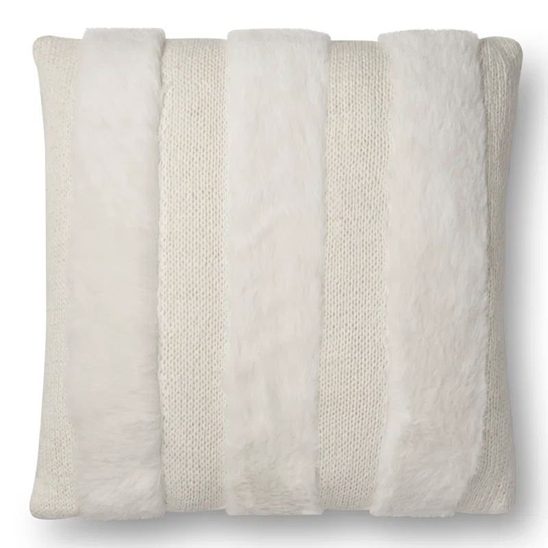 Gray and White Striped Square Throw Pillow