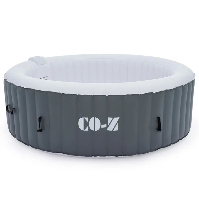 CO-Z 6-Person Gray and White Round Inflatable Hot Tub