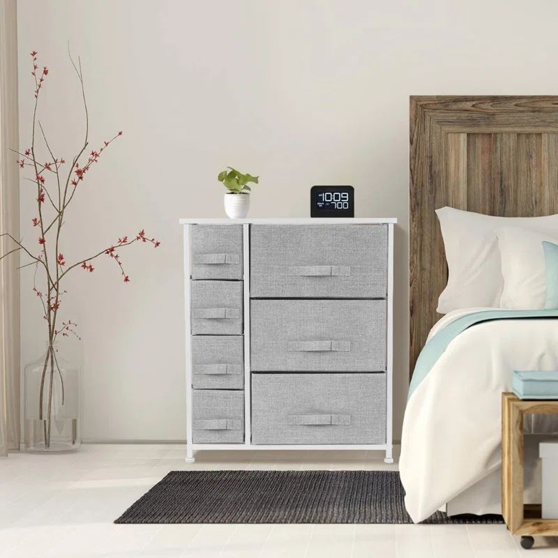 Sorbus River Layne White 7-Drawer Kids Dresser with Steel Frame