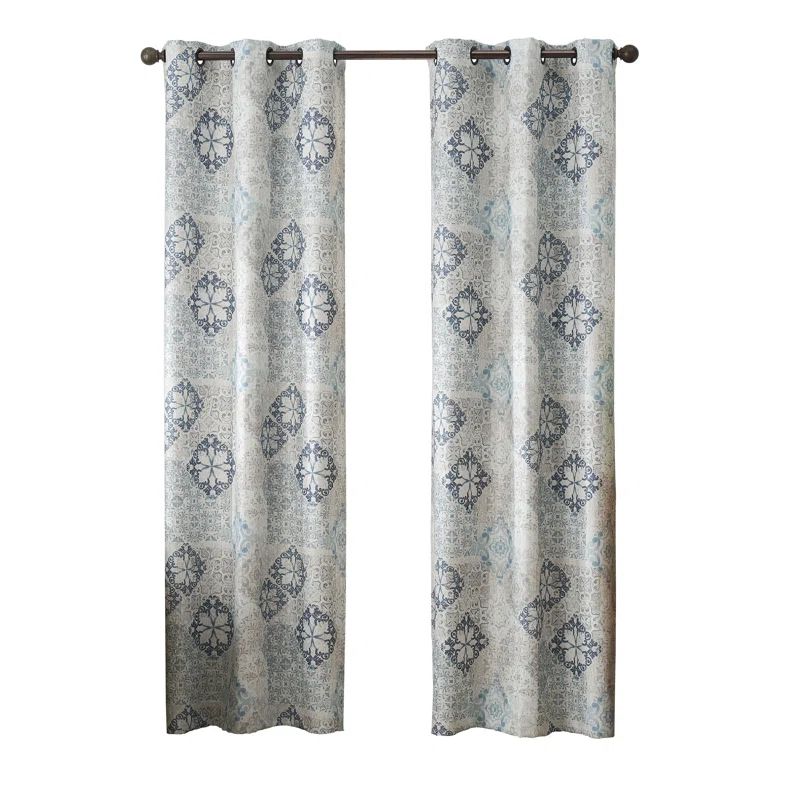 Blue Polyester Blackout Grommet Drapes 40 x 108