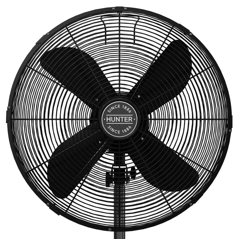 Hunter Matte Black 48" Oscillating Pedestal Fan with Adjustable Height