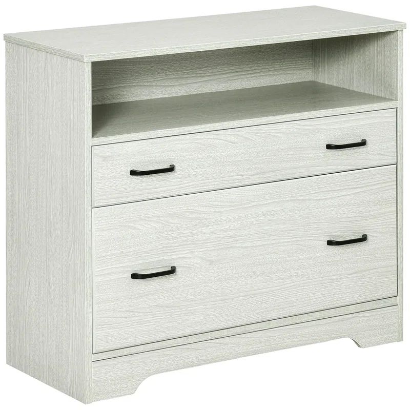Gray 2-Drawer Lateral File Cabinet with Shelf