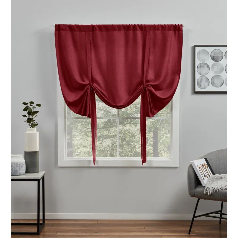 Radiant Red Linen-Like Light Filtering Tie Up Shade