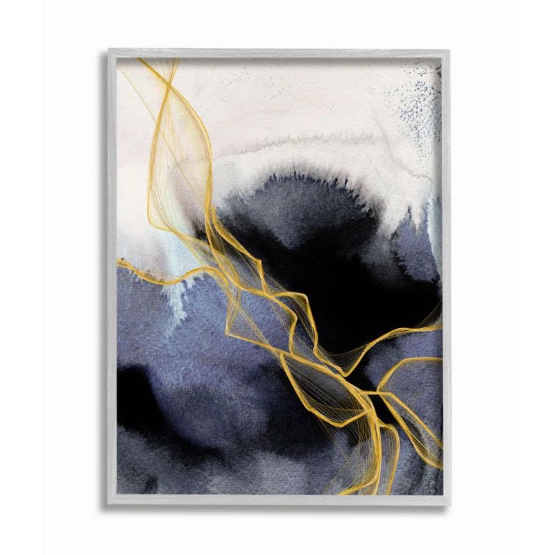 Modern Coastal Abstract Blue and Gold Canvas Print