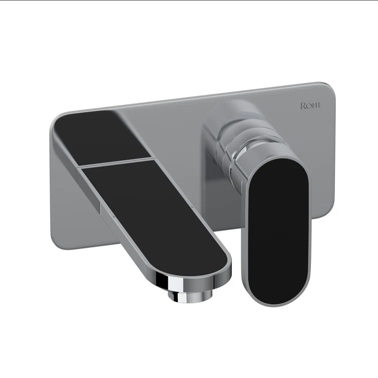 Miscelo 7 1/8" Black and Chrome Transitional Wall Mounted Faucet