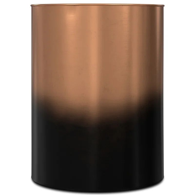 Curtis Ombre Black and Copper Round Metal Cylinder Accent Table