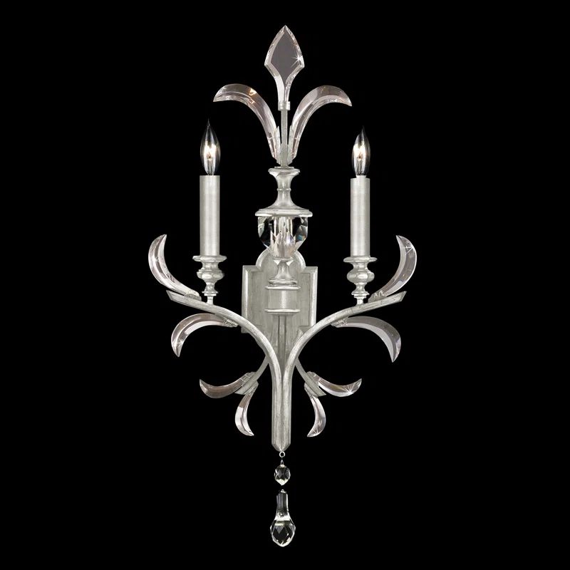 Beveled Arcs Silver Leaf Dimmable 2-Light Wall Sconce
