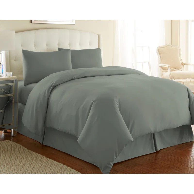 Dark Green Microfiber Twin/Twin XL Duvet Cover Set with Sham