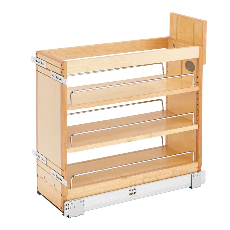 Maple Wood 8-Inch Soft-Close Pullout Cabinet Organizer