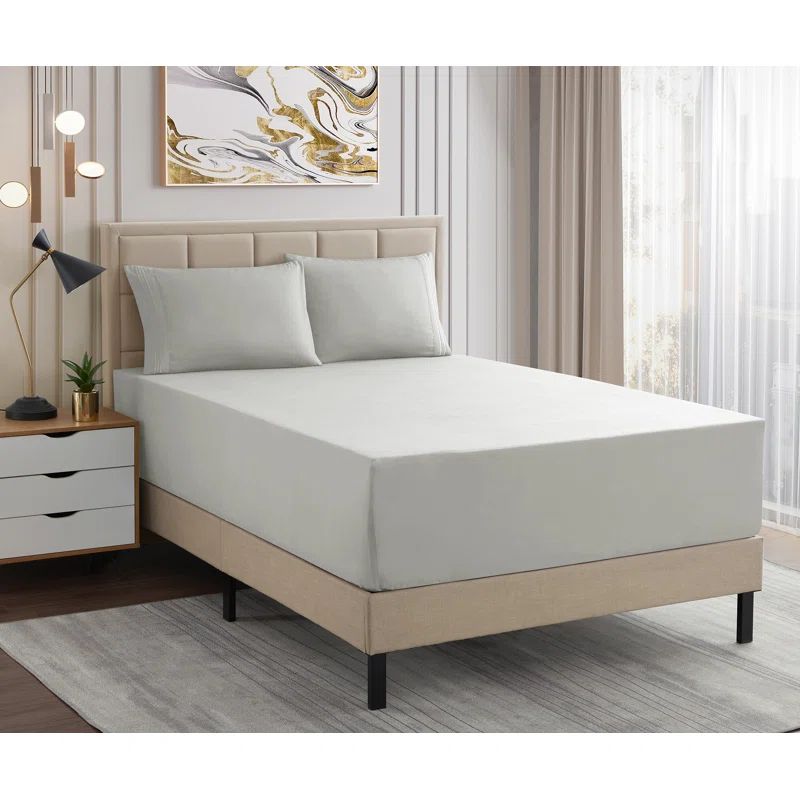 Silver Extra Deep Pocket Microfiber Sheet Set with Corner Straps
