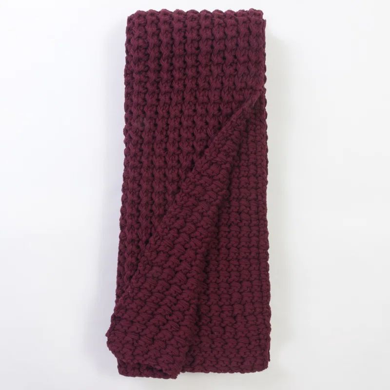 Merlot Knitted Cotton Throw Blanket
