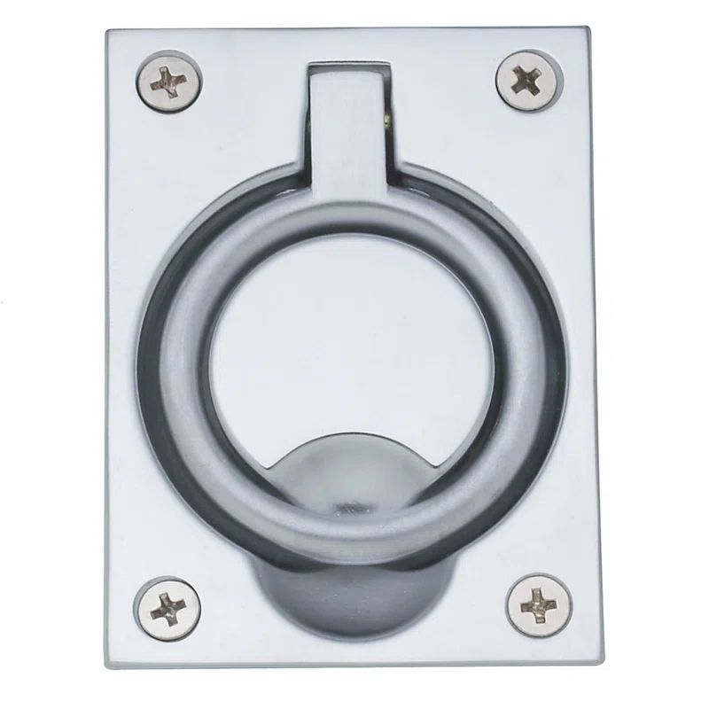 Unlacquered Brass Recessed Ring Pull with Mounting Hardware