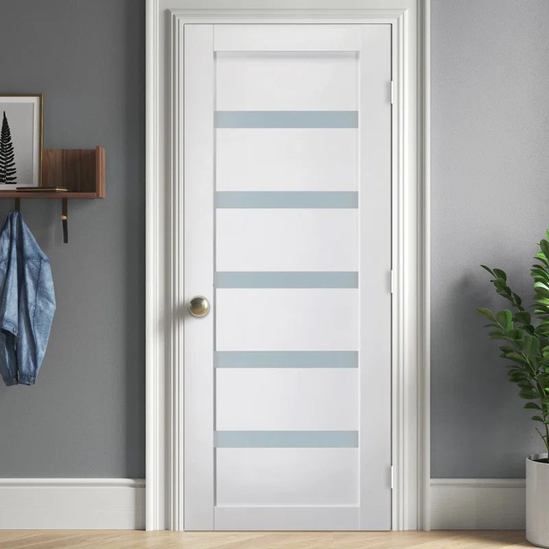 24" x 80" White MDF and Satin Glass Prehung Interior Door