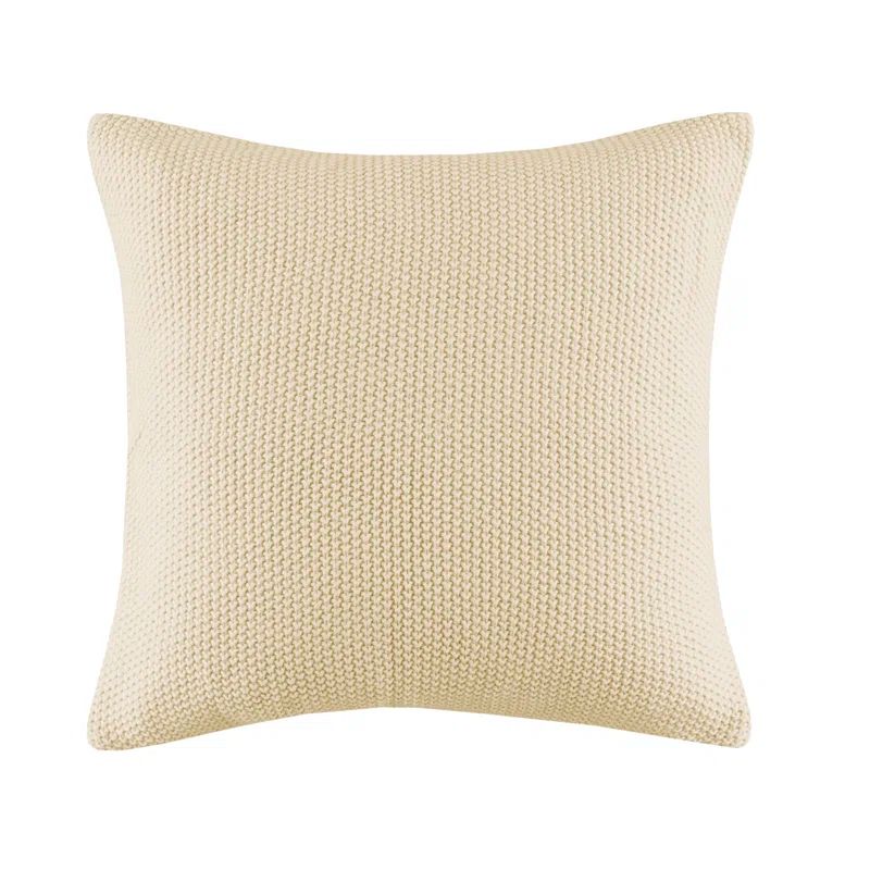 Ivory Knit Cotton Euro Square Pillow Cover