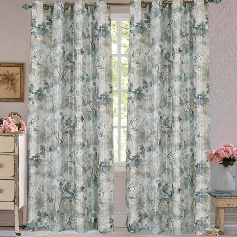 Mist Blue Polyester Blackout Grommet Window Panel 50x63