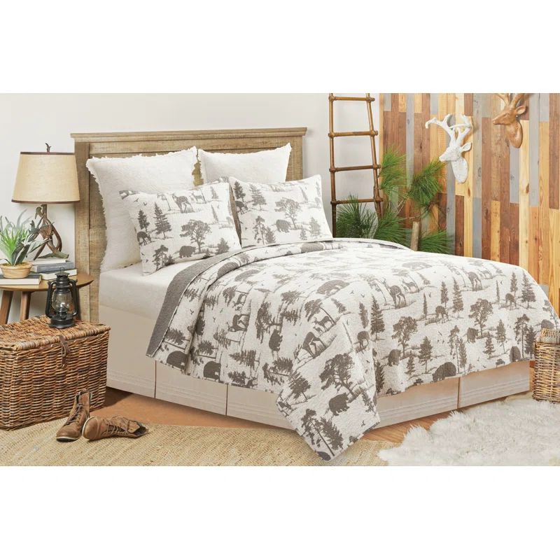 Henderson Hideaway Reversible Gray Cotton Full Quilt Set
