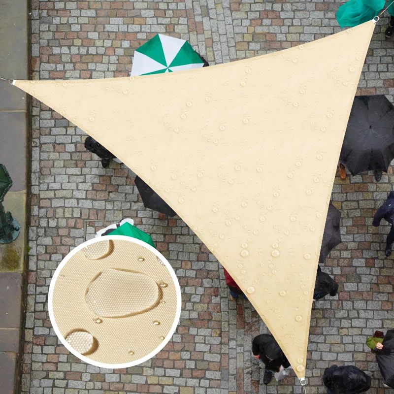 Beige Waterproof 16' Triangle Shade Sail Canopy