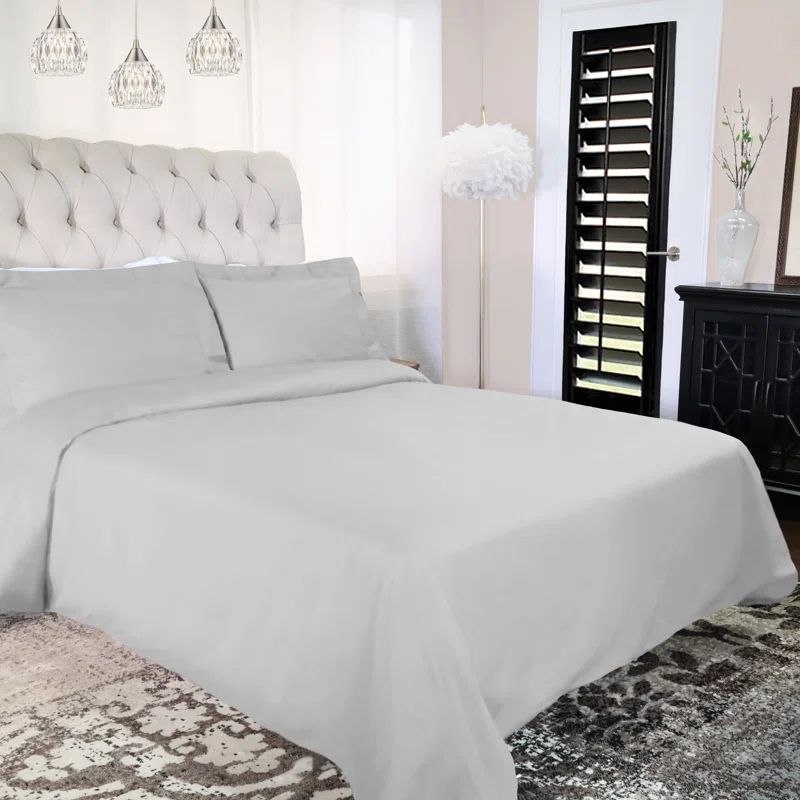 Gray Cotton Percale Full/Queen Duvet Cover Set