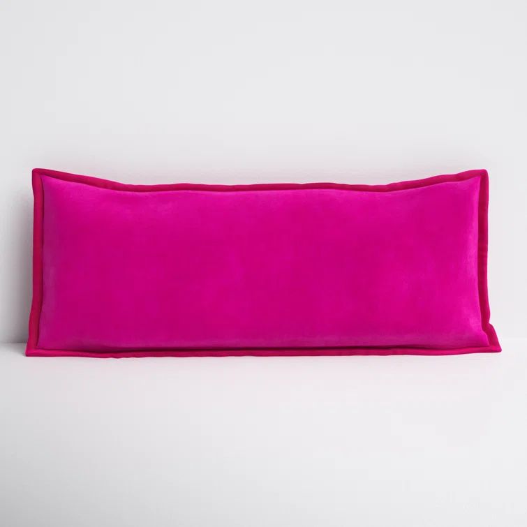 Rose Cotton Lumbar Throw Pillow with Flanged Sides