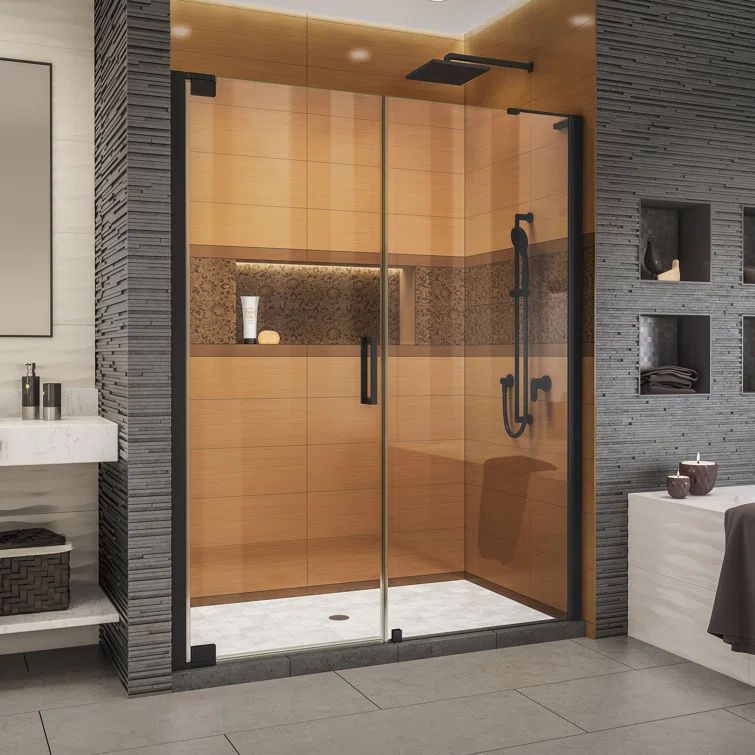 Matte Black Frameless Pivot Shower Door with ClearMax Technology