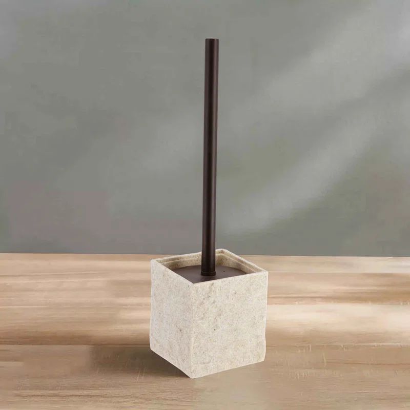 Natural Stone Effect Resin Toilet Brush and Holder Set