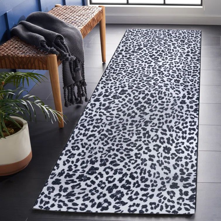 Black and Ivory Faux Fur Rectangular Area Rug 4' x 6'