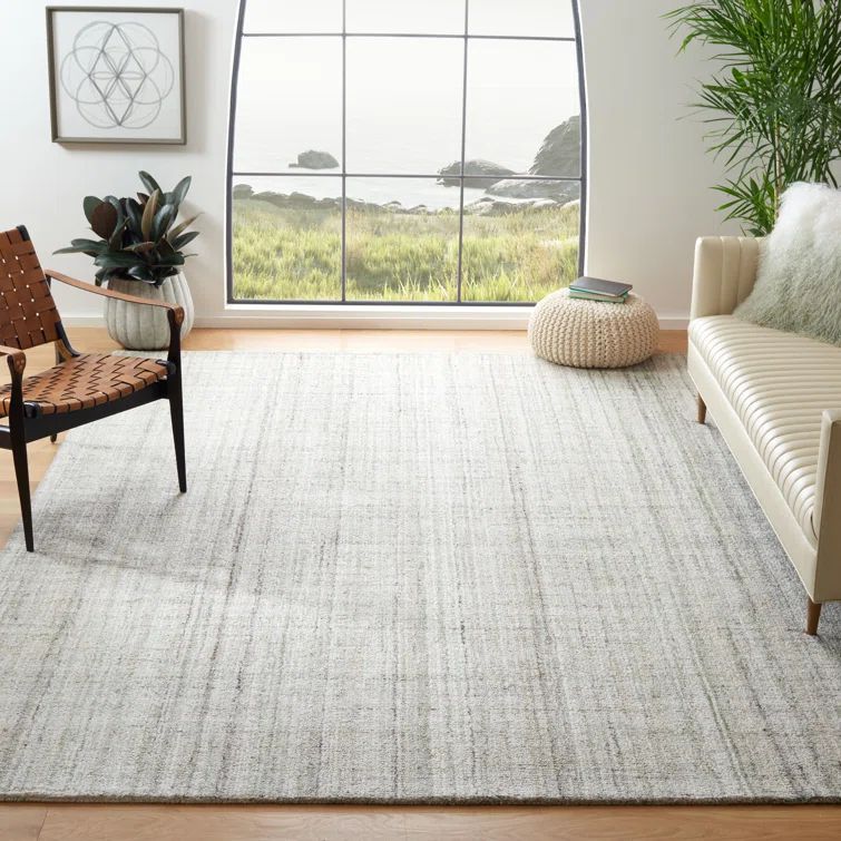 Hand-Tufted Sage & Green Abstract Wool Blend Rug - 9' x 12'