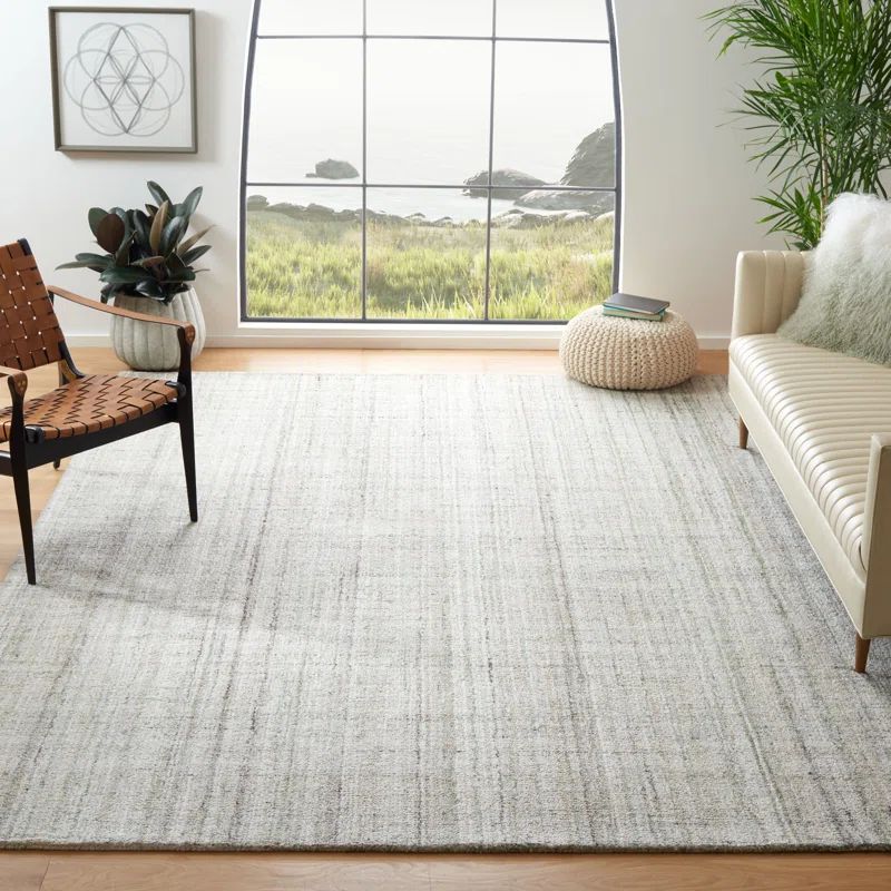Hand-Tufted Sage & Green Abstract Wool Blend Rug - 9' x 12'