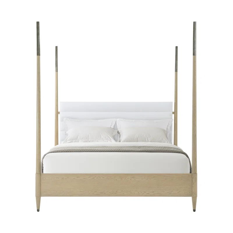 California King Coastal Grey Oak Poster Bed with Headboard