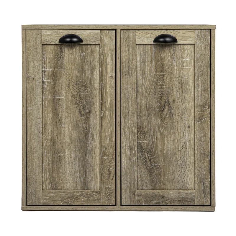 Oak Finish Tilt-Out Laundry Sorter Cabinet