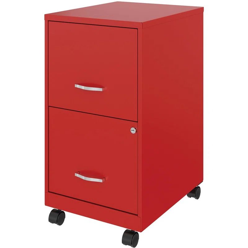 Soho Sleek Mobile File Cabinet with 2 Lockable Drawers, Red