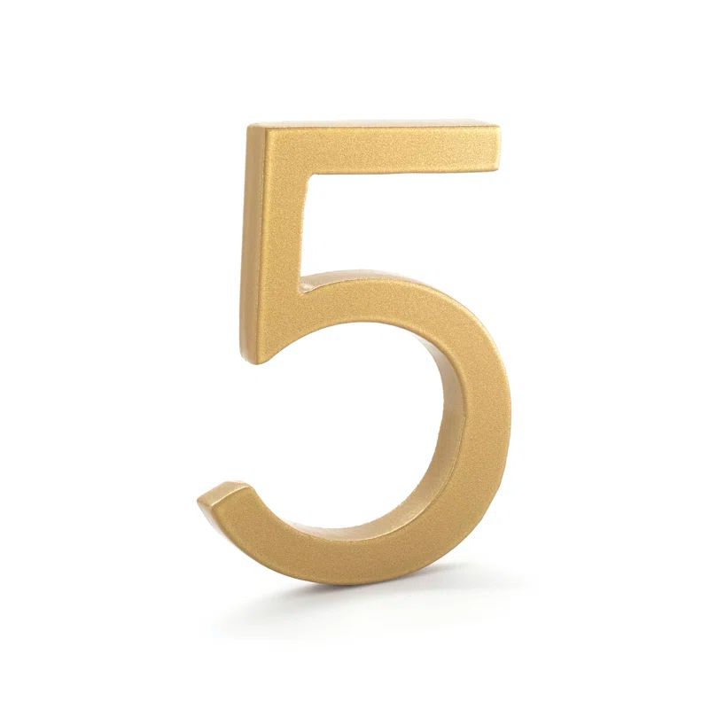 Gold Recycled Aluminum Floating House Number, 6"