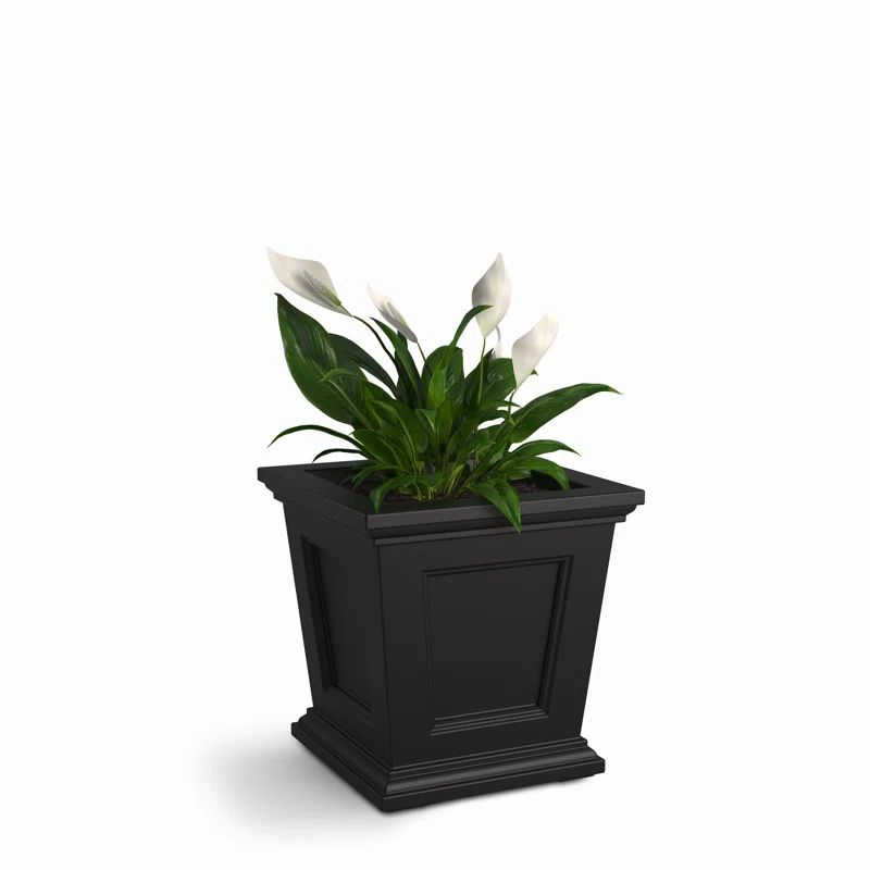 Black 17" Self-Watering Square Resin Planter