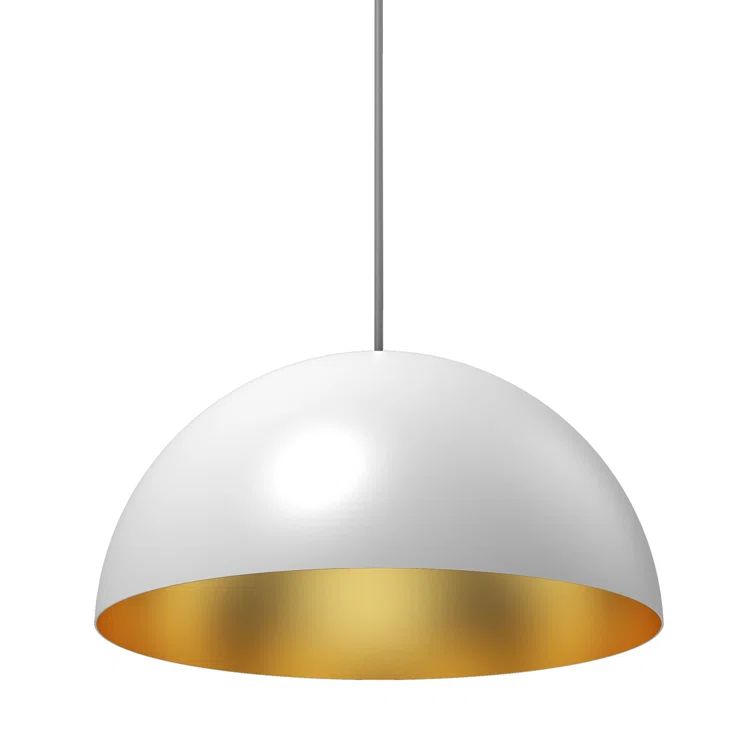 32" Gold and White Aluminum LED Dome Pendant Light
