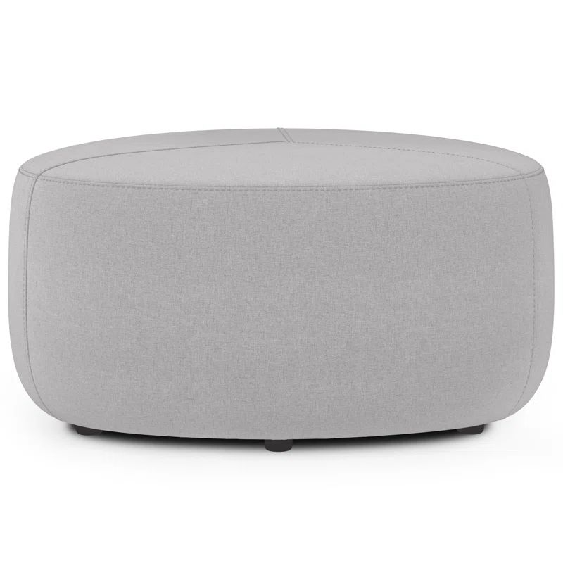 Moore 32" Light Grey Linen Round Ottoman