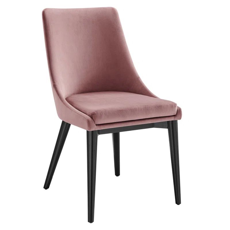 Dusty Rose Velvet & Wood Vintage Modern Dining Chair