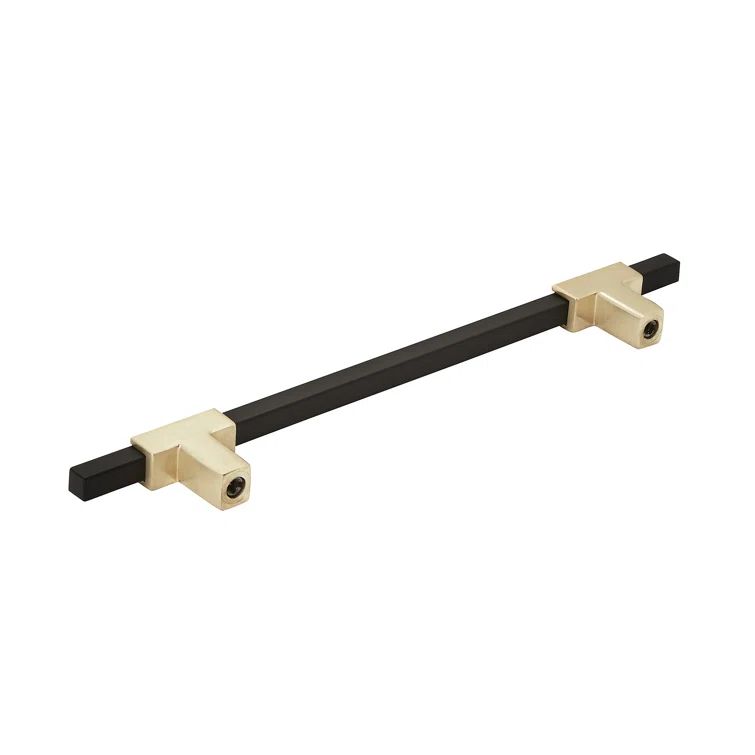 Brushed Gold and Matte Black Modern Bar Pull